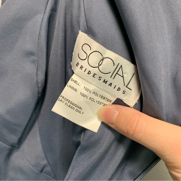 Social Bridesmaids OFF-THE-SHOULDER PLEATED BODICE DRESS WITH FRONT SLITS 8186 - Picture 7 of 8